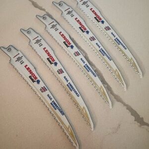 FIVE Lenox Gold Nail Embedded Wood Recip Saw Curved Cutting Blades 6TPI 656G